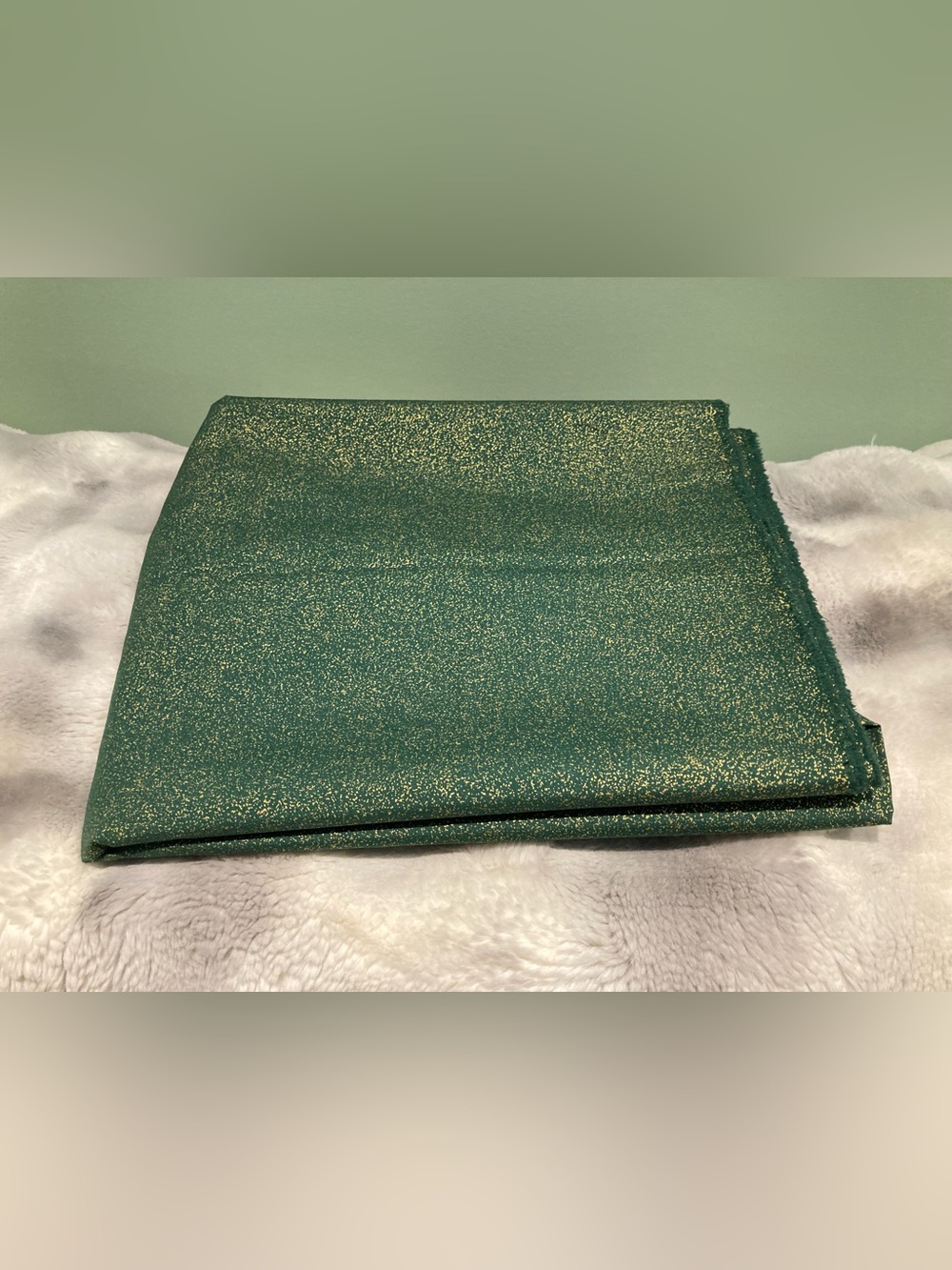 Green and Gold Metallic Splatter Cotton Fabric